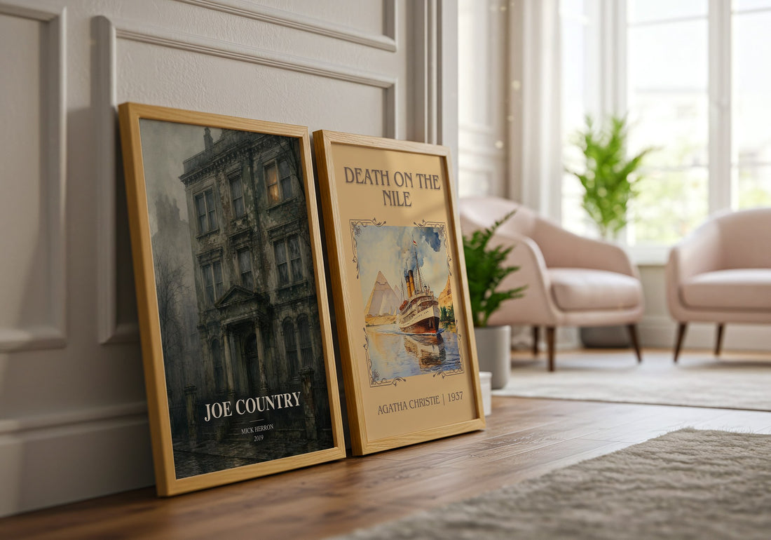 Joe Country watercolour print framed by window – literary home decor