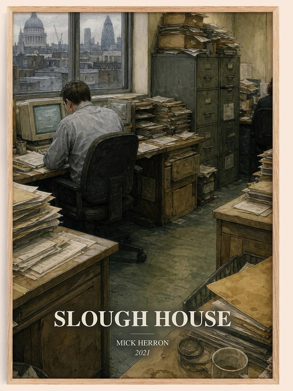 Slough House watercolour book poster by Mick Herron – framed literary art print