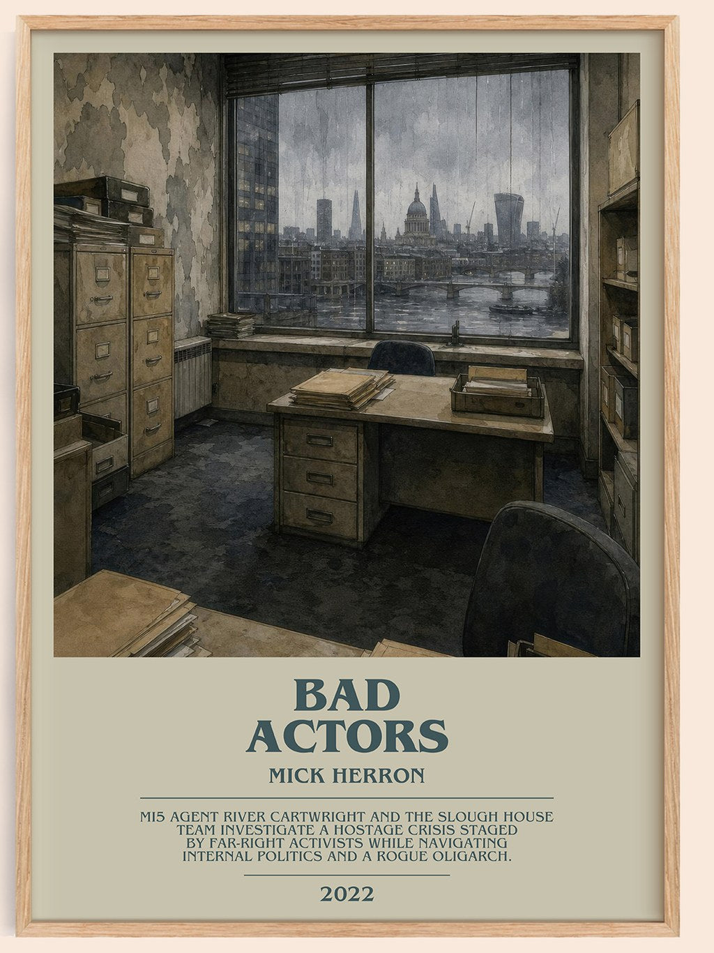 Bad Actors bookish book poster by Mick Herron – framed literary art print