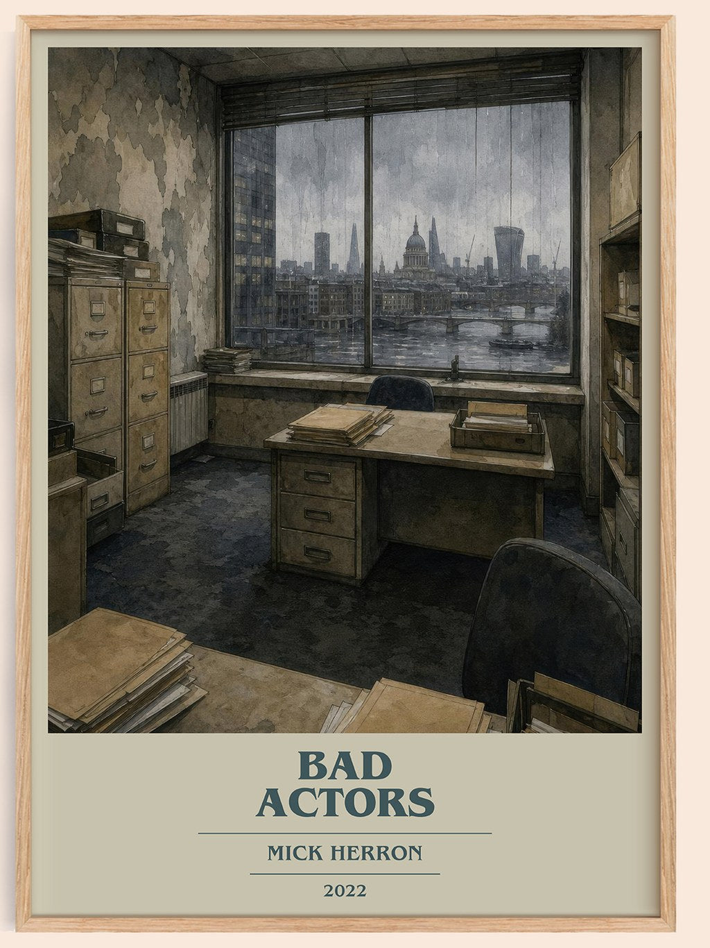 Bad Actors book cover book poster by Mick Herron – framed literary art print