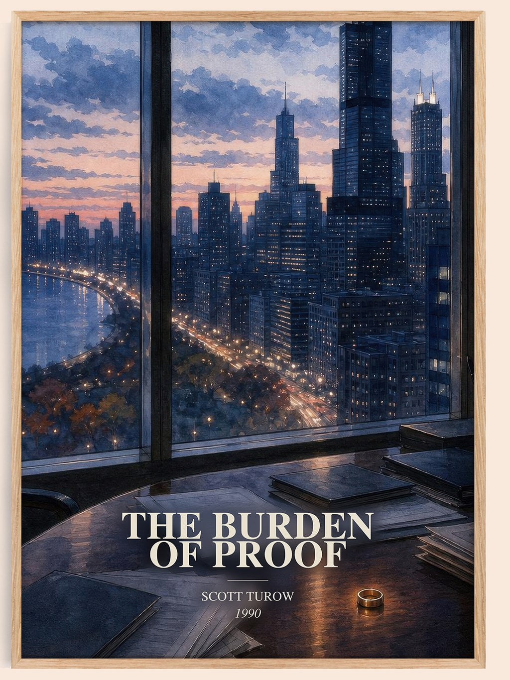 The Burden of Proof watercolour book poster by Scott Turow – framed literary art print
