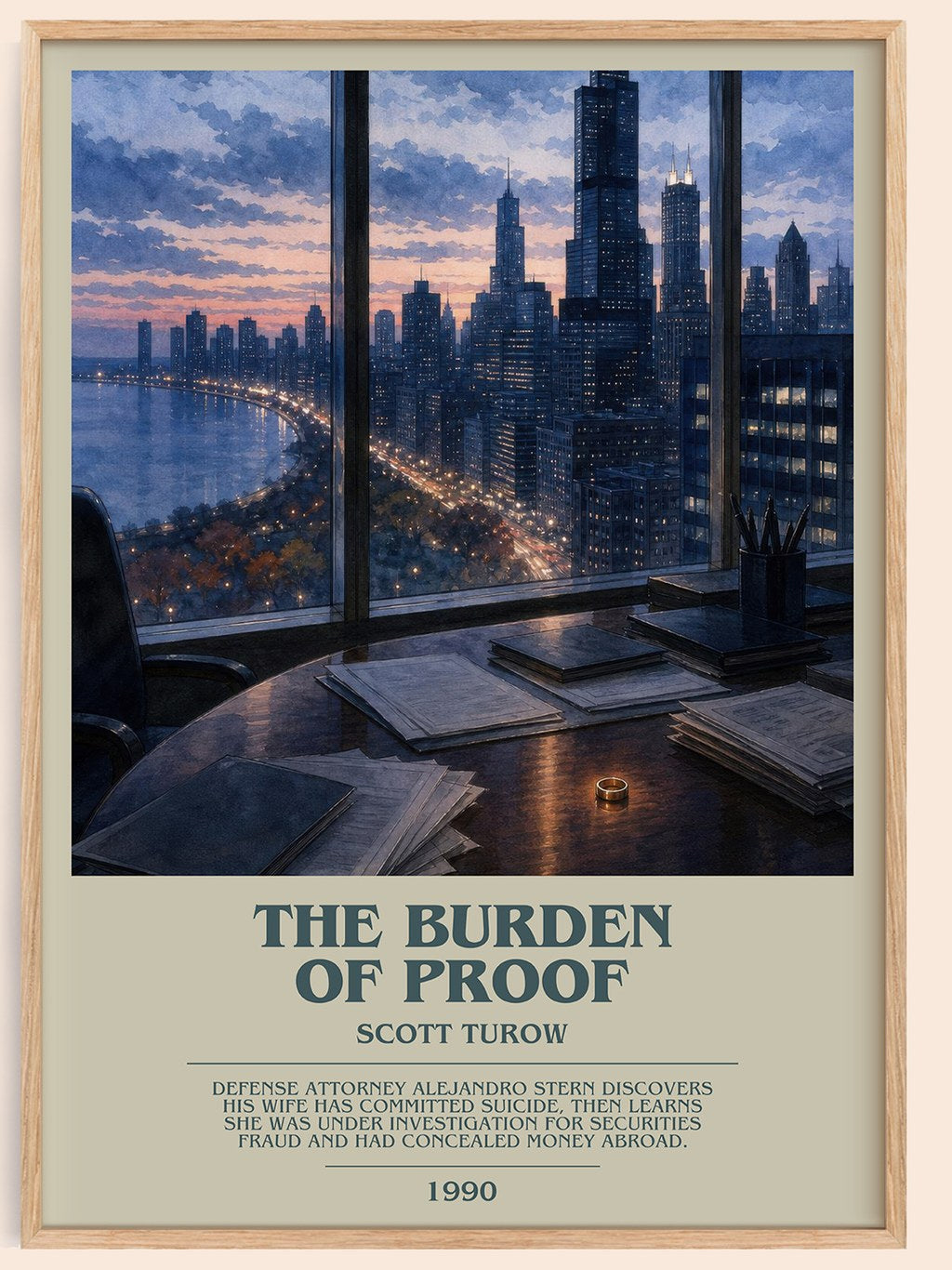 The Burden of Proof bookish book poster by Scott Turow – framed literary art print