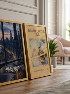 The Burden of Proof watercolour print framed by window – literary home decor
