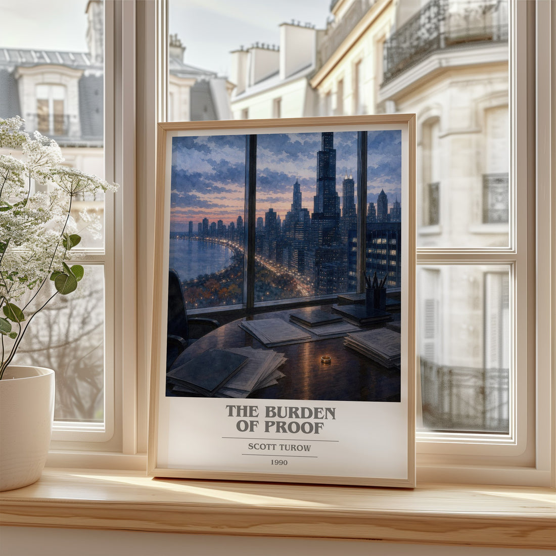 The Burden of Proof book cover poster colour and style options – Scott Turow book art (mockup)