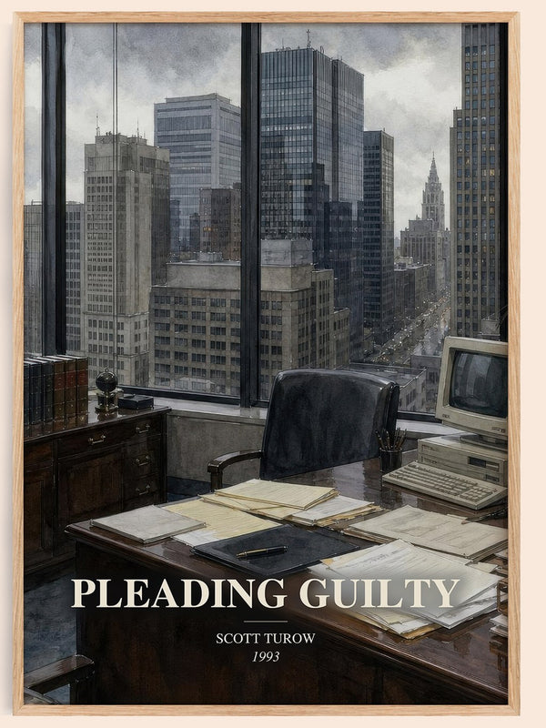Pleading Guilty watercolour book poster by Scott Turow – framed literary art print