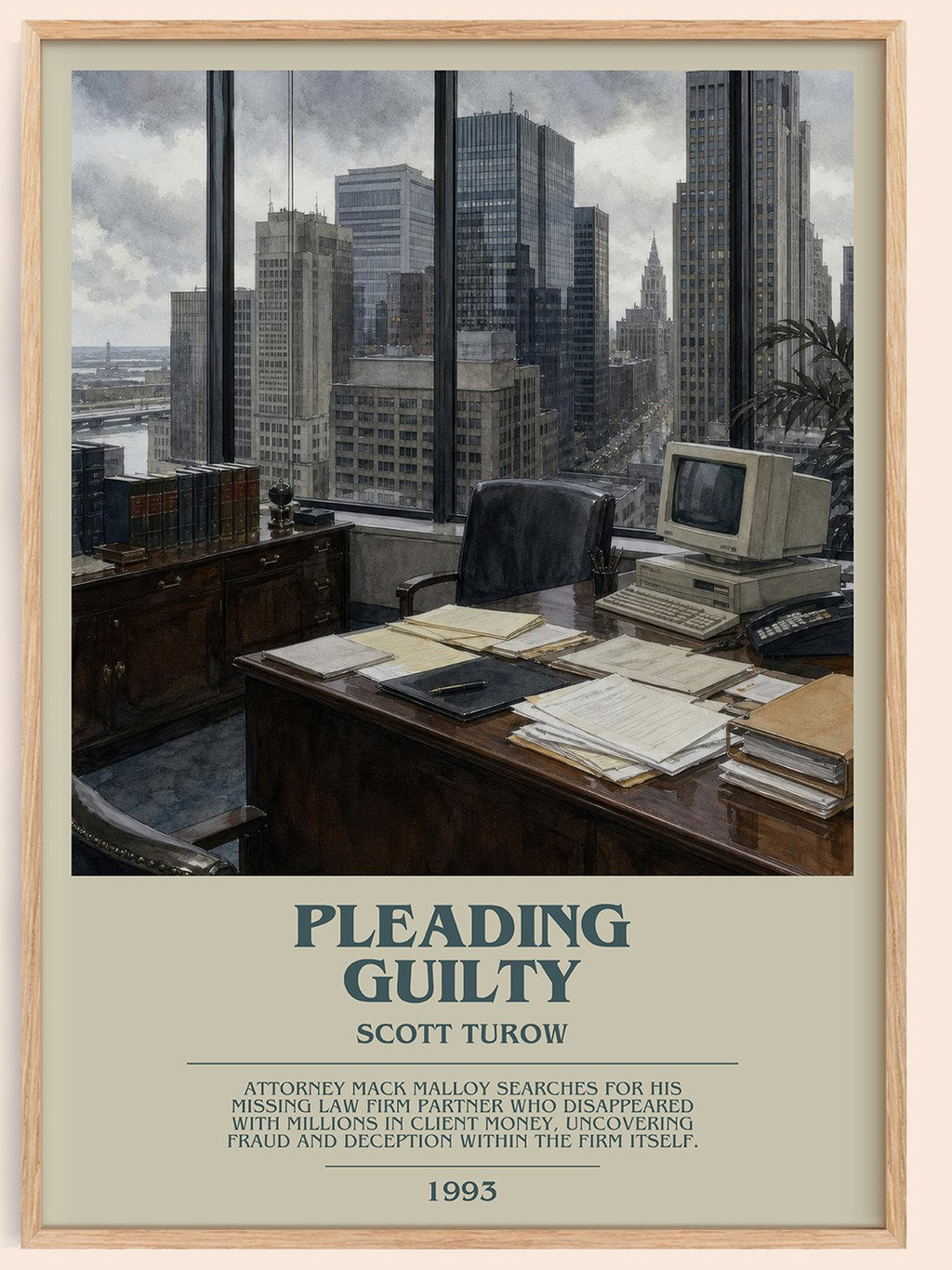Pleading Guilty bookish book poster by Scott Turow – framed literary art print