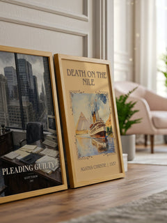 Pleading Guilty watercolour print framed by window – literary home decor