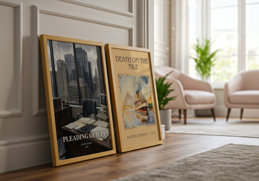 Pleading Guilty watercolour print framed by window – literary home decor
