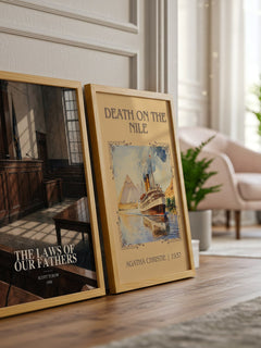 The Laws of Our Fathers watercolour print framed by window – literary home decor