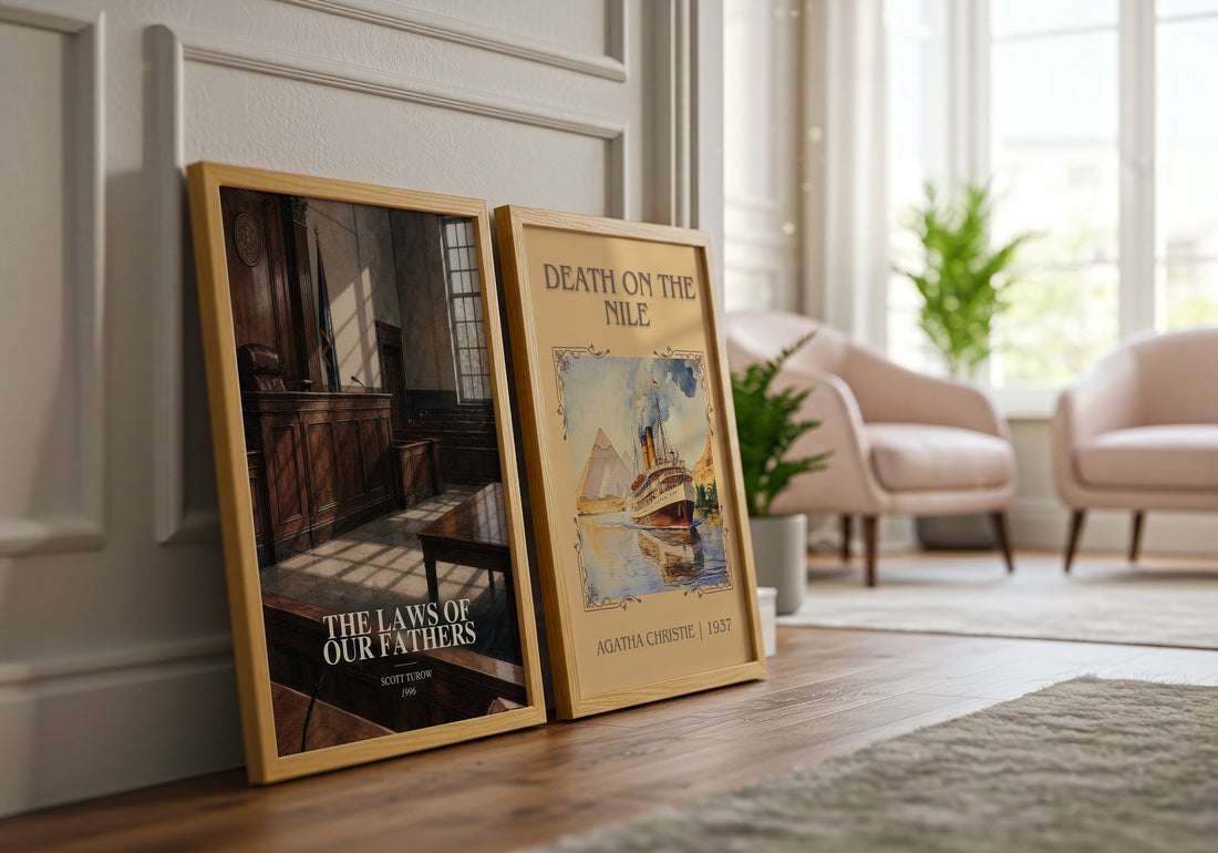 The Laws of Our Fathers watercolour print framed by window – literary home decor