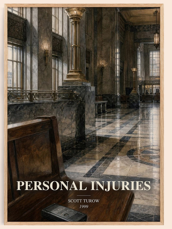 Personal Injuries watercolour book poster by Scott Turow – framed literary art print