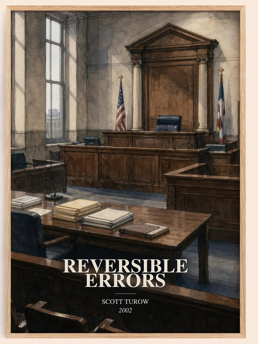 Reversible Errors watercolour book poster by Scott Turow – framed literary art print