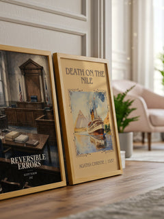 Reversible Errors watercolour print framed by window – literary home decor