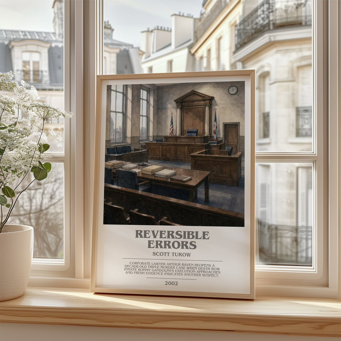 Reversible Errors bookish poster colour and style options – Scott Turow book art (mockup)