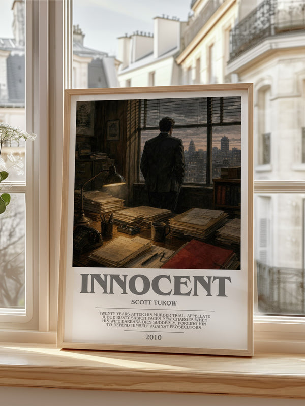 Innocent bookish poster colour and style options – Scott Turow book art