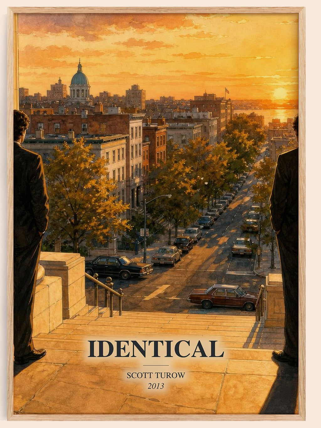 Identical watercolour book poster by Scott Turow – framed literary art print