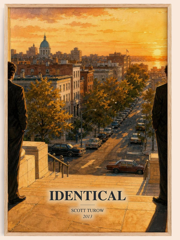Identical watercolour book poster by Scott Turow – framed literary art print