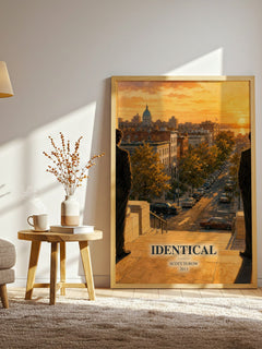 Identical watercolour print in frame leaning in hallway – legal thriller wall art