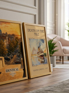 Identical watercolour print framed by window – literary home decor