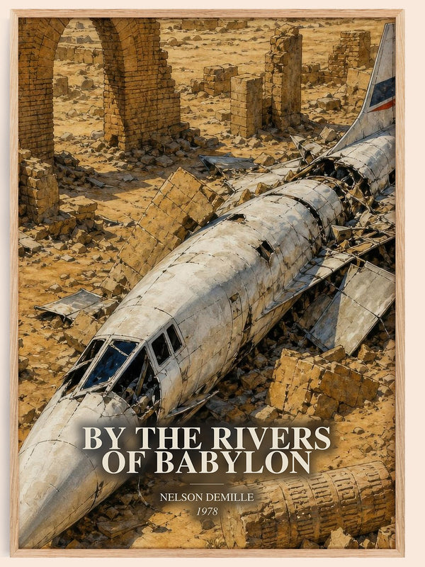 By the Rivers of Babylon watercolour book poster by Nelson DeMille – framed literary art print