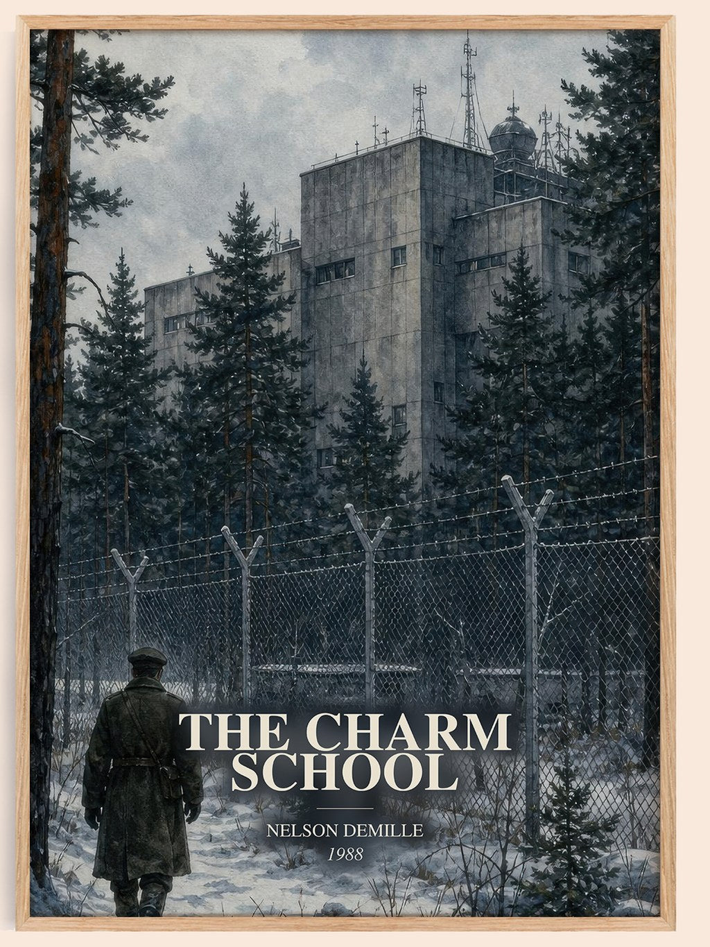 The Charm School watercolour book poster by Nelson DeMille – framed literary art print