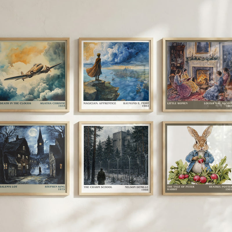 The Charm School literary art print colour and style options – Nelson DeMille book art