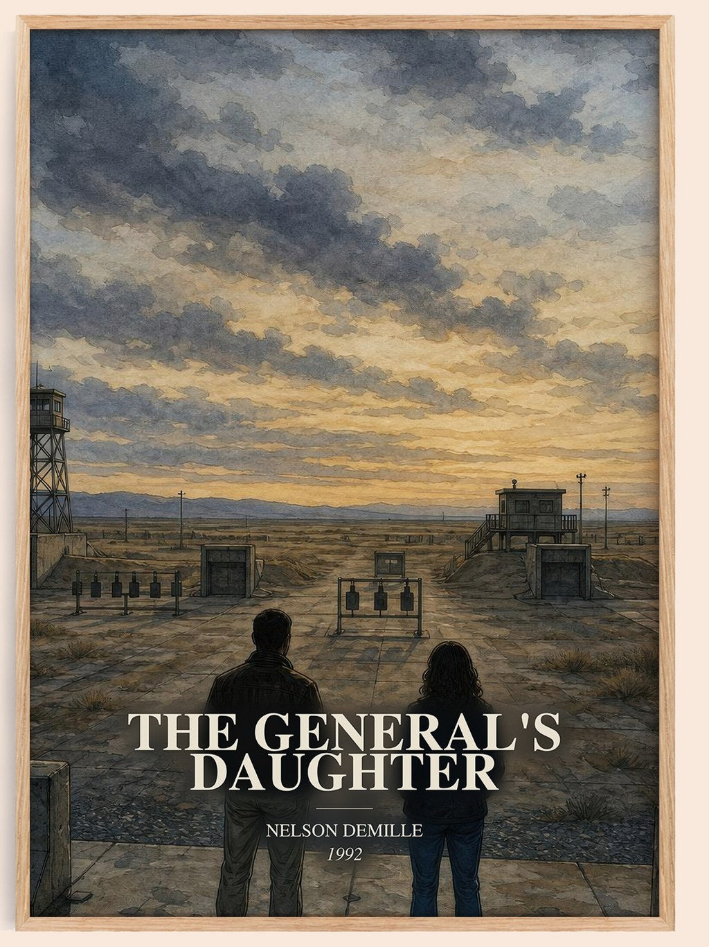 The General's Daughter watercolour book poster by Nelson DeMille – framed literary art print