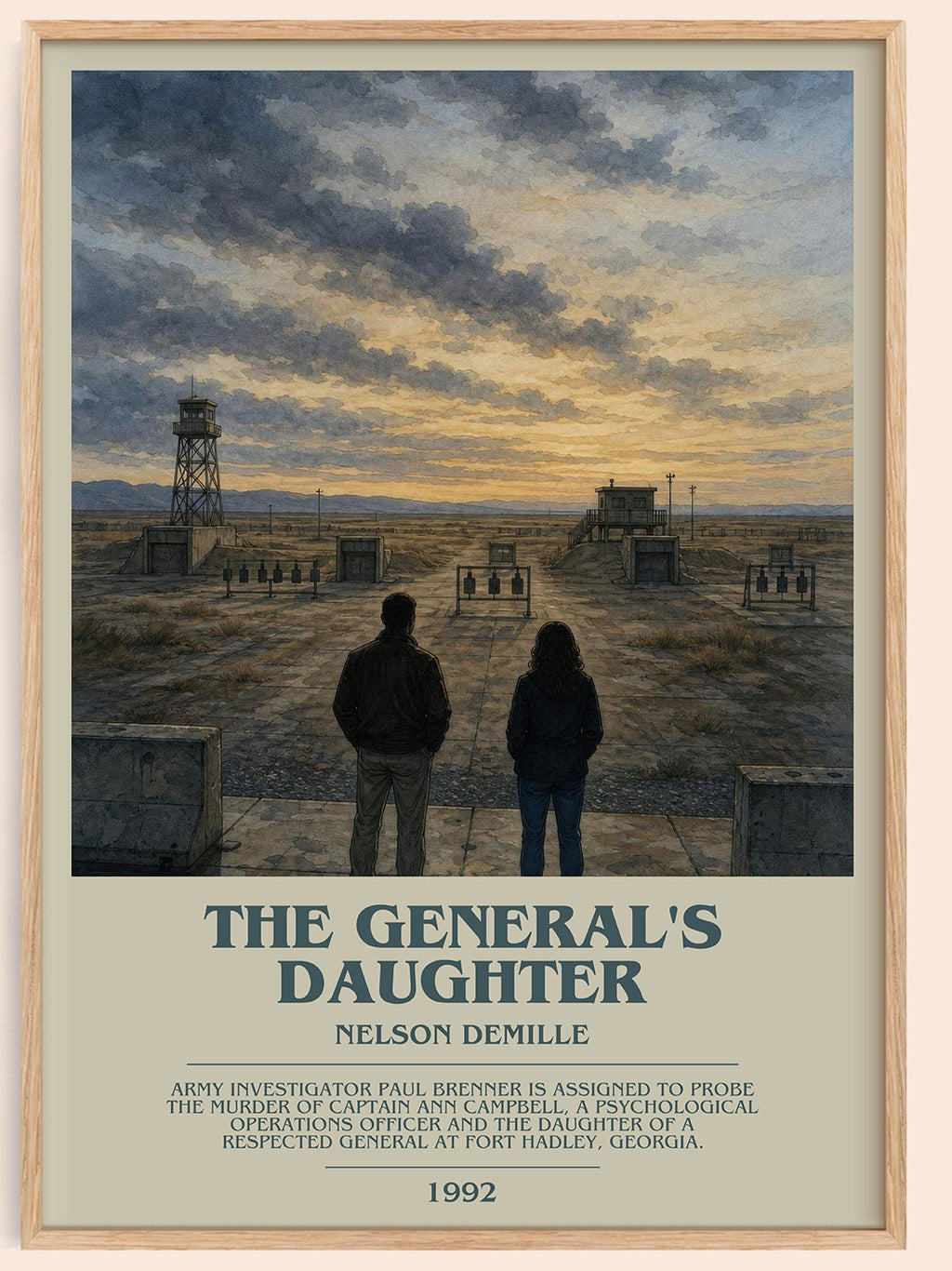 The General's Daughter bookish book poster by Nelson DeMille – framed literary art print