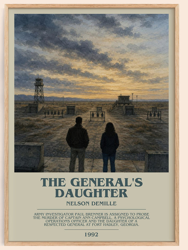 The General's Daughter bookish book poster by Nelson DeMille – framed literary art print