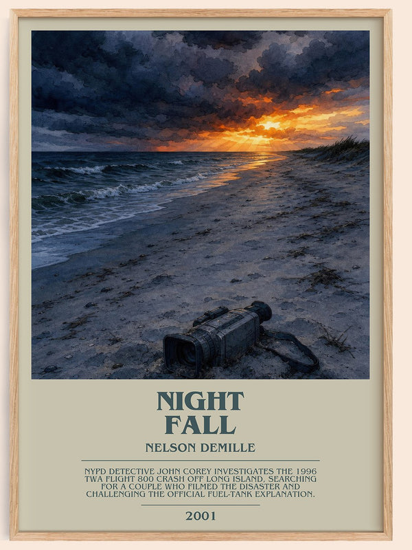 Night Fall bookish book poster by Nelson DeMille – framed literary art print