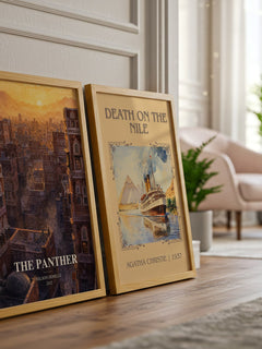 The Panther watercolour print framed by window – literary home decor