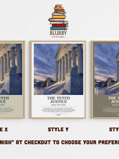 The Tenth Justice bookish print in frame leaning in hallway – legal thriller wall art