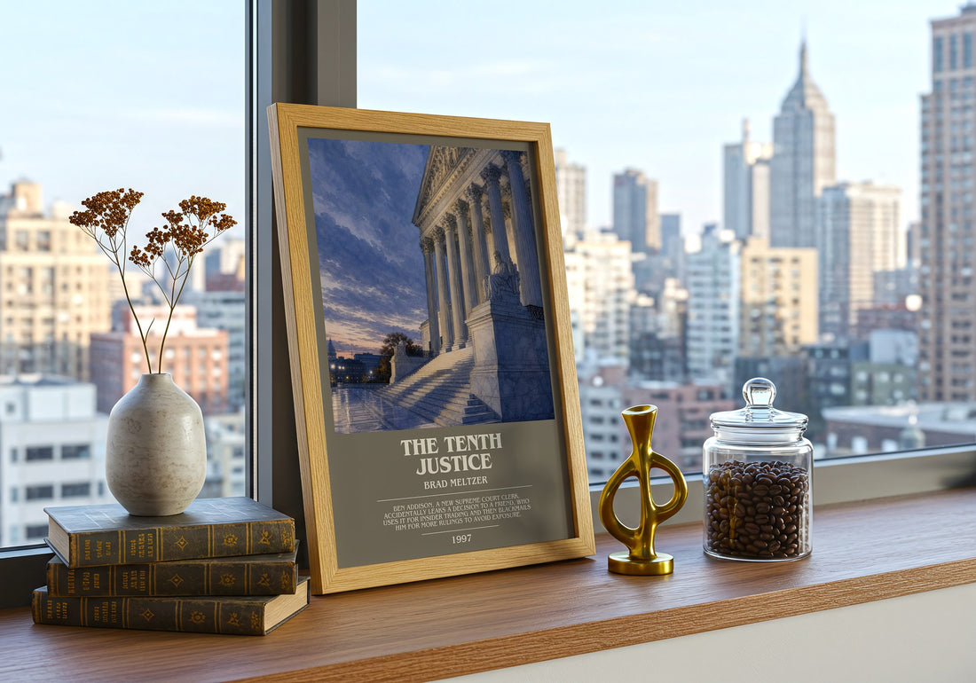 The Tenth Justice bookish print framed by window – literary home decor