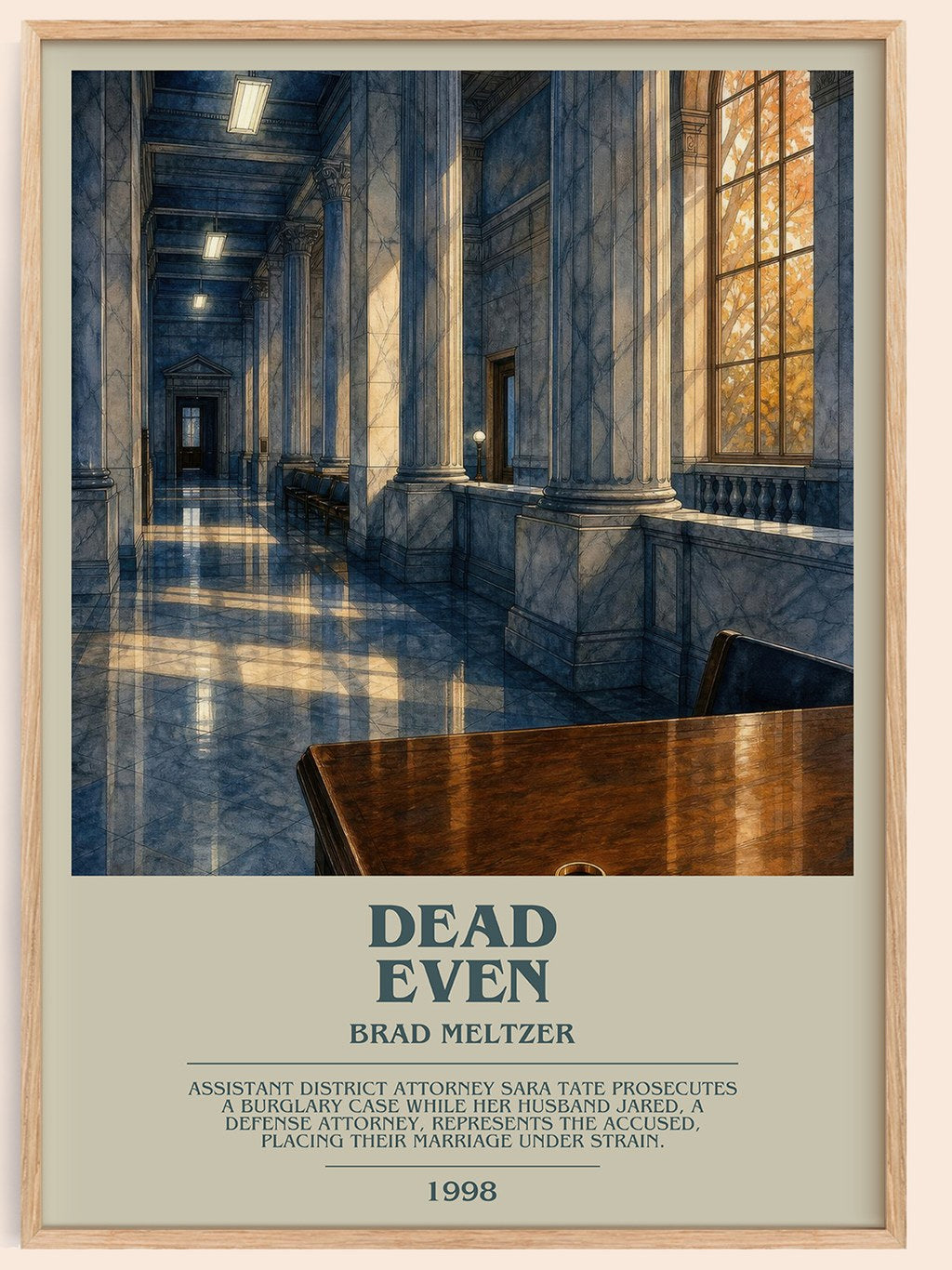 Dead Even bookish book poster by Brad Meltzer – framed literary art print