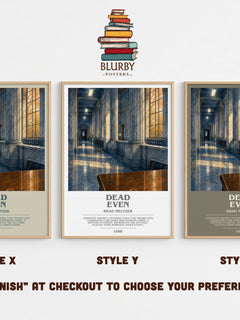 Dead Even bookish print in frame leaning in hallway – legal thriller wall art
