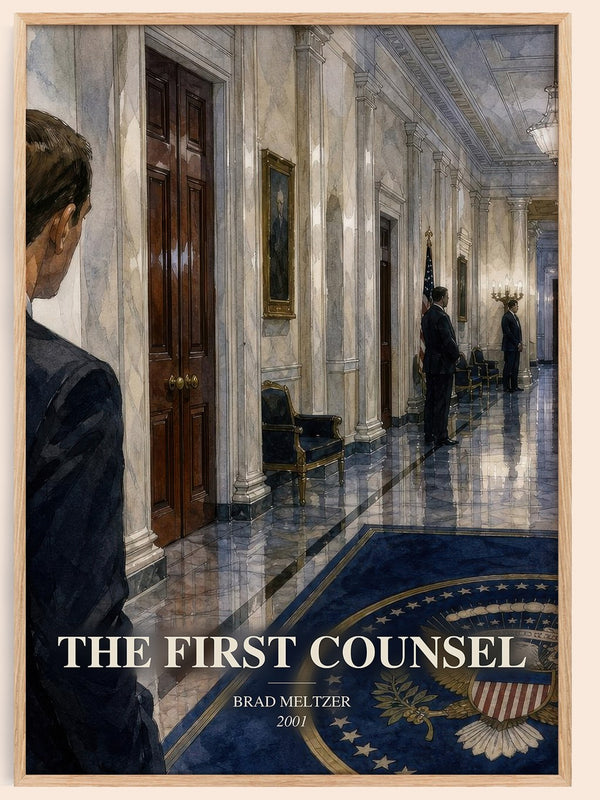 The First Counsel watercolour book poster by Brad Meltzer – framed literary art print