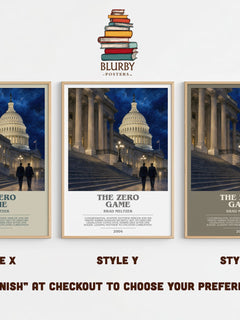 The Zero Game Bookish Wall Art by Brad Meltzer – Style X, Y and Z side by side – choose your finish