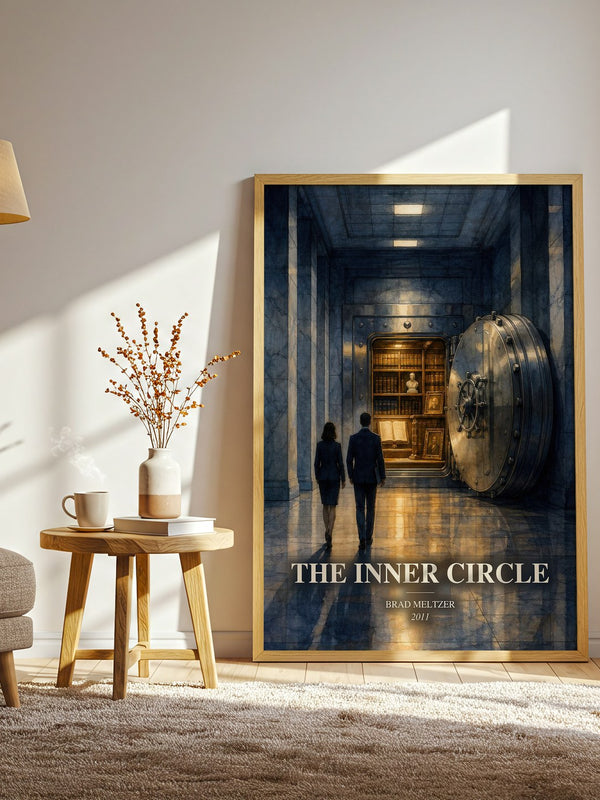 The Inner Circle watercolour print in frame leaning in hallway – thriller wall art