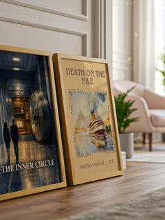 The Inner Circle watercolour print framed by window – literary home decor