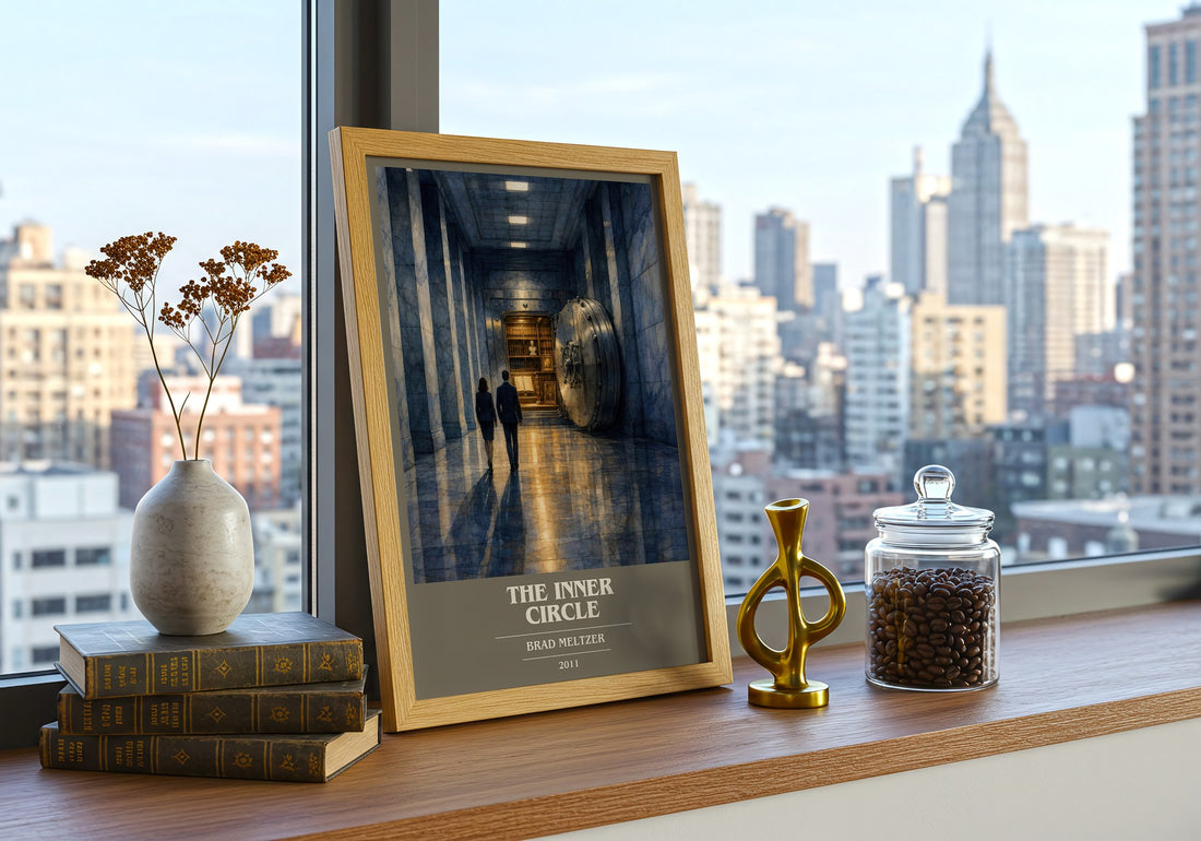 The Inner Circle book cover print framed by window – literary home decor