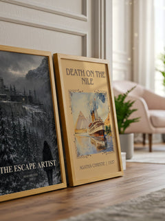 The Escape Artist watercolour print framed by window – literary home decor