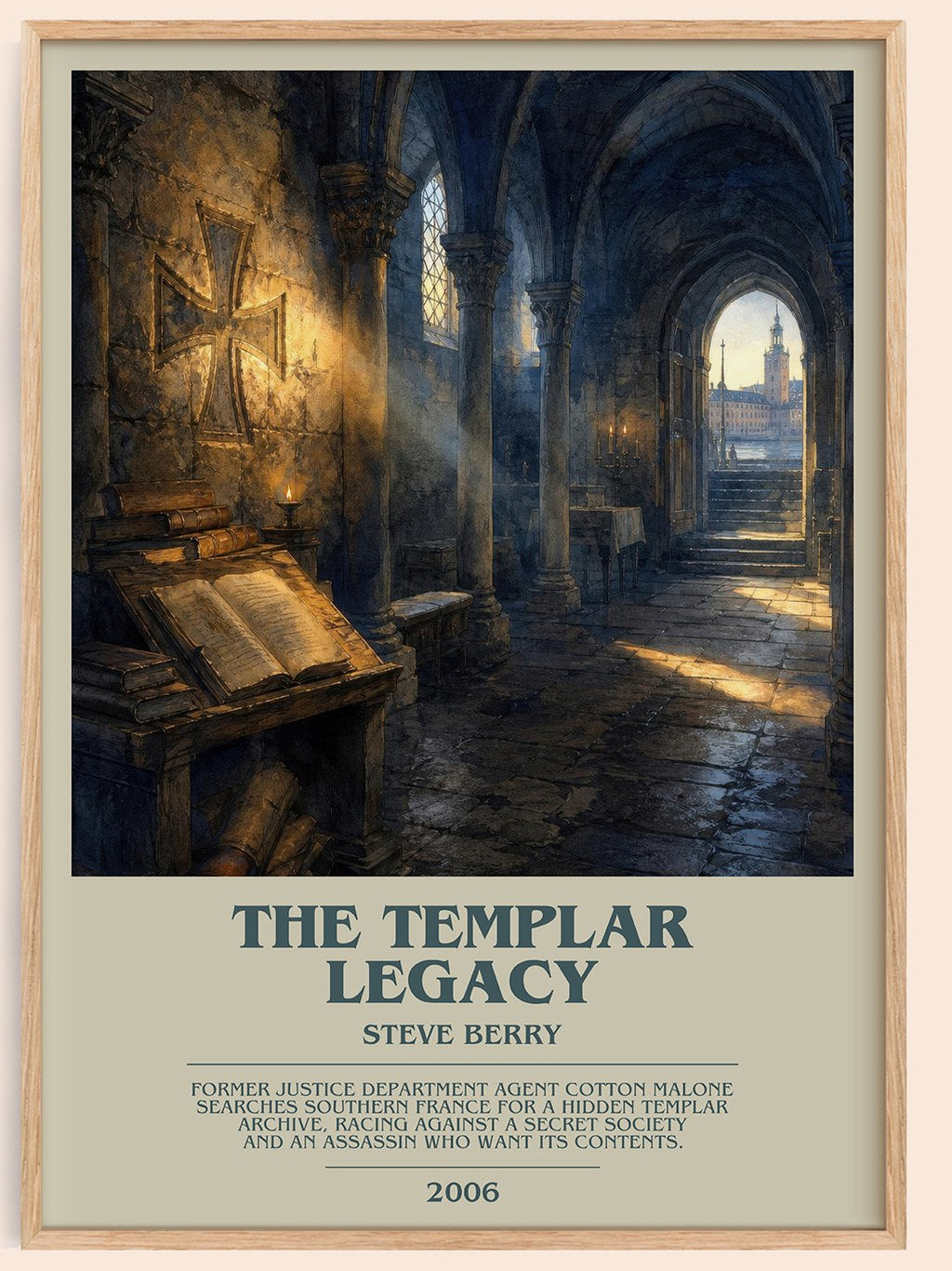 The Templar Legacy bookish book poster by Steve Berry – framed literary art print