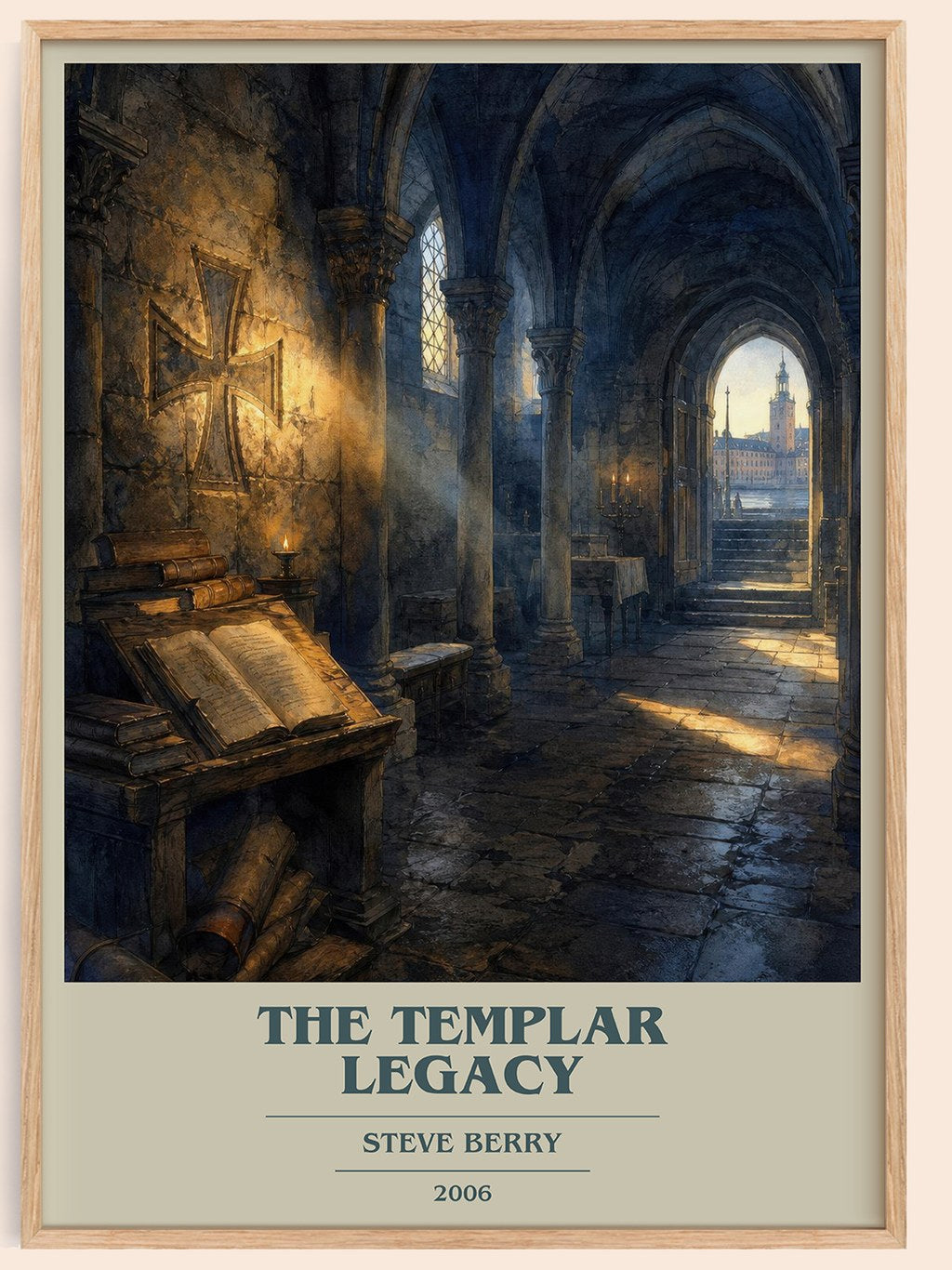 The Templar Legacy book cover book poster by Steve Berry – framed literary art print