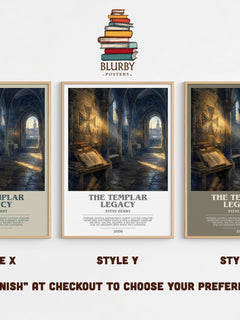 The Templar Legacy bookish print in frame leaning in hallway – thriller wall art