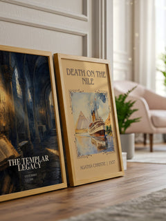 The Templar Legacy watercolour print framed by window – literary home decor