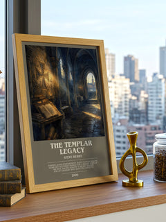 The Templar Legacy bookish print framed by window – literary home decor