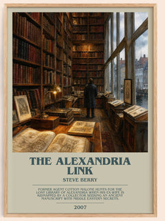The Alexandria Link bookish book poster by Steve Berry – framed literary art print