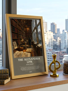The Alexandria Link bookish print framed by window – literary home decor
