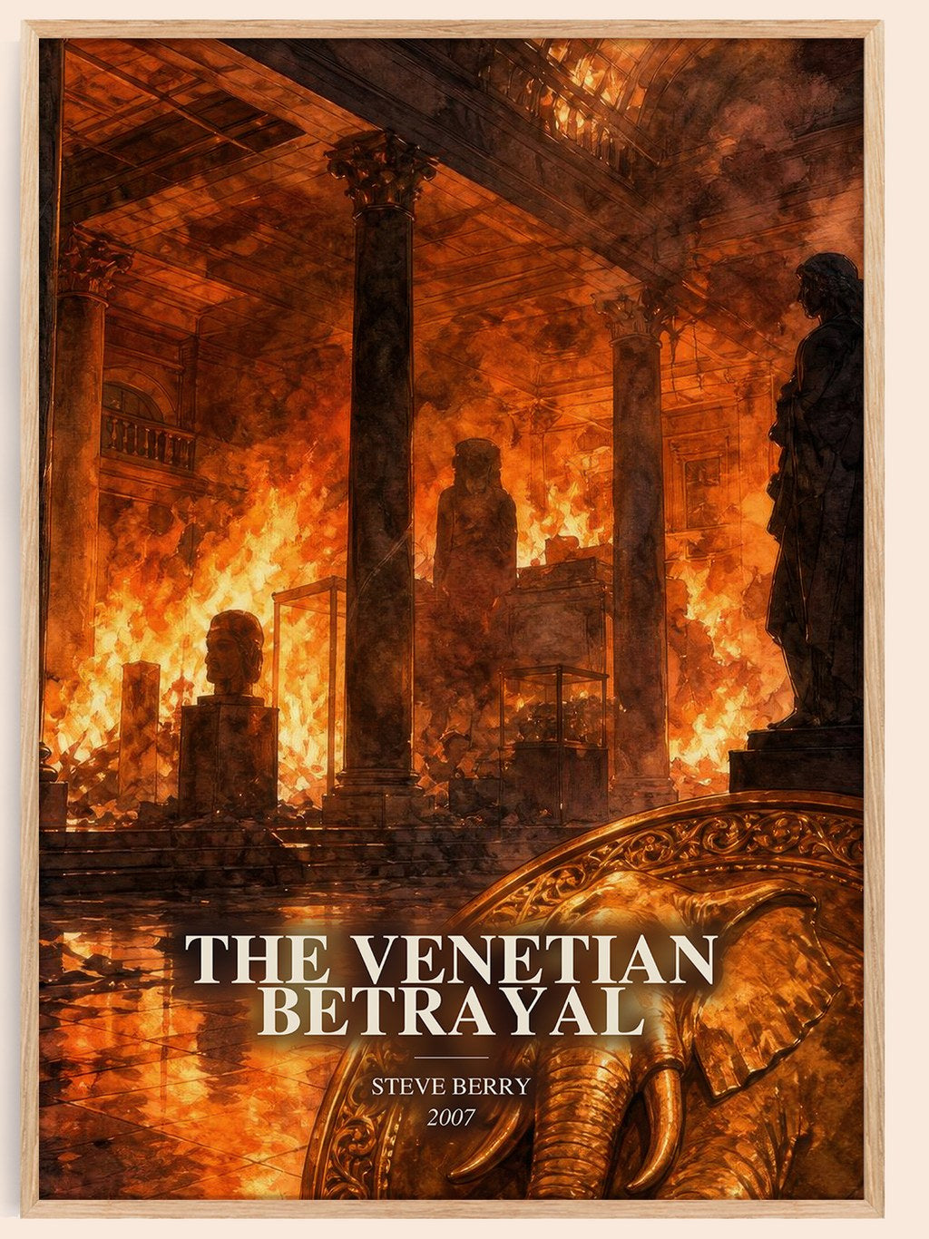 The Venetian Betrayal watercolour book poster by Steve Berry – framed literary art print