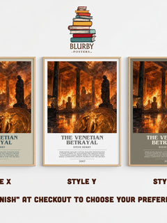 The Venetian Betrayal Bookish Wall Art by Steve Berry – Style X, Y and Z side by side – choose your finish